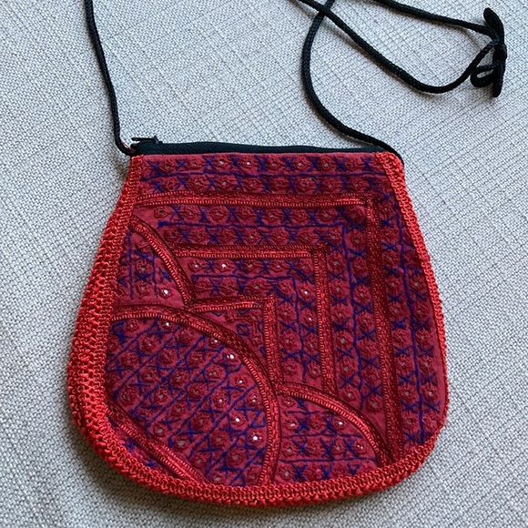 Vintage Bohemian embroidered purse/bag, cross body, Valentines - Picture 1 of 4